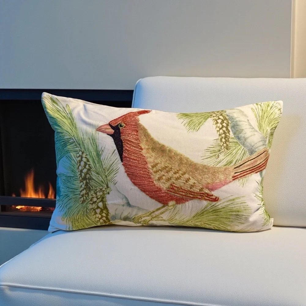 Pottery Barn Winter Fauna Cardinal Indoor Outdoor Pillow 16x 26